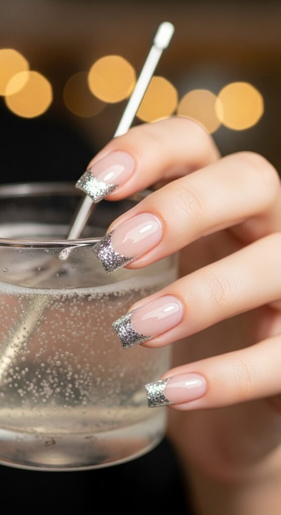 7. Glitter Square Nail Designs