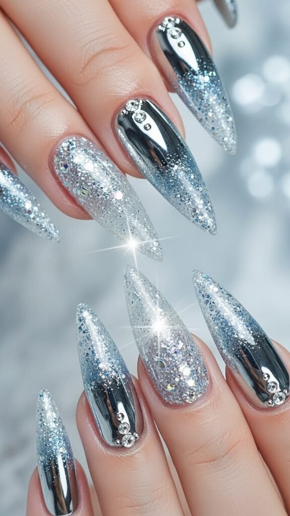 21. Icy Stiletto Nails