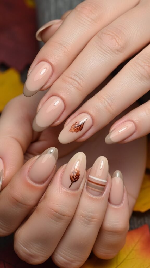 Nude Beige French Tip Neutral Fall Nails