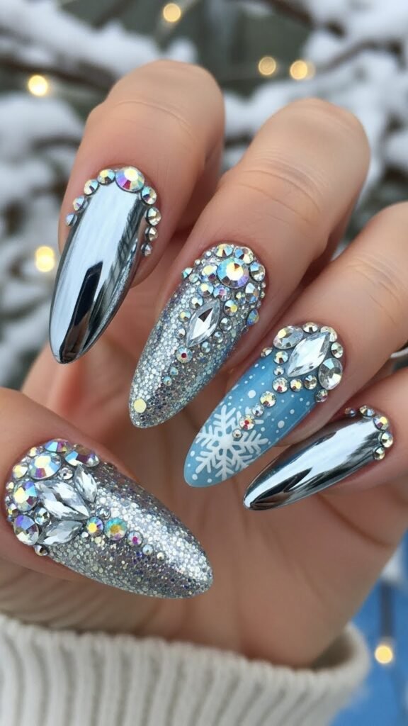 25. Full Icy Glam Nails
