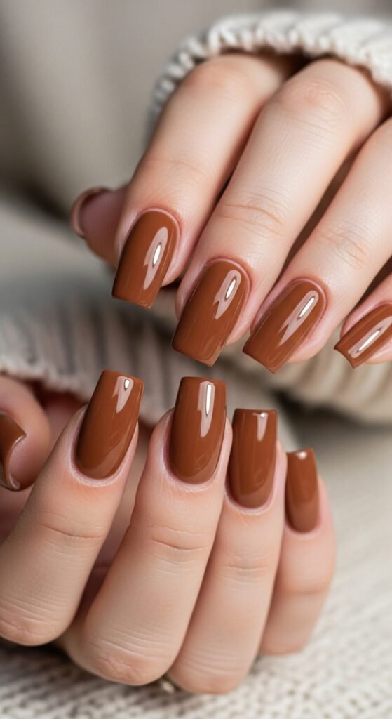 6. Brown & Mocha Square Nail Designs