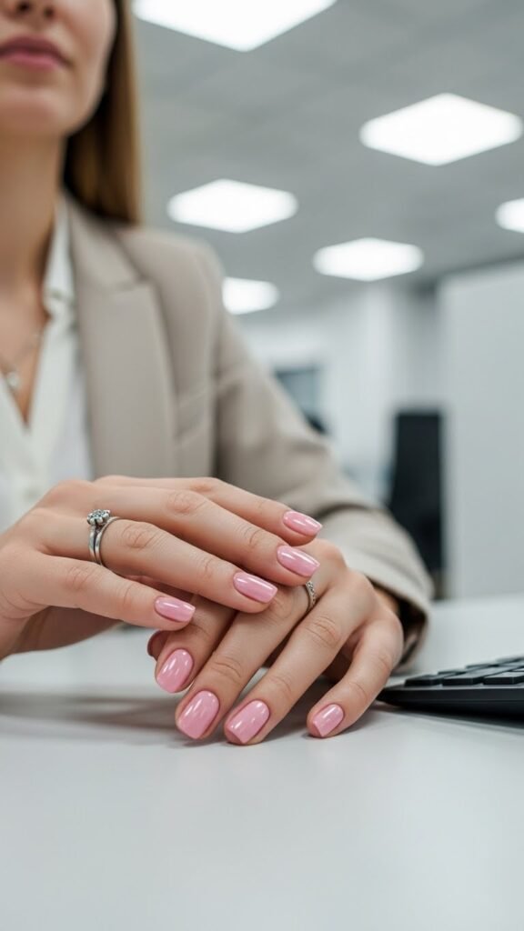 2. Soft Pink Office Nails