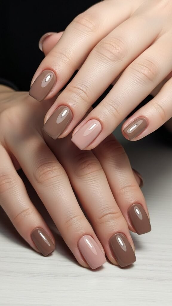 Short Square Neutral Fall Nails