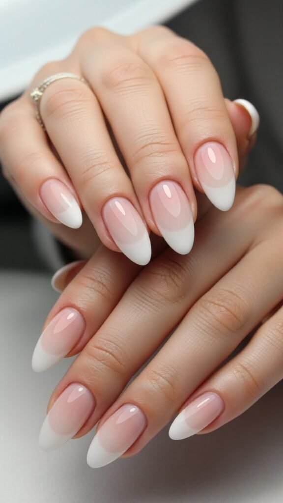 25. Neutral Gradient Tip Nails
