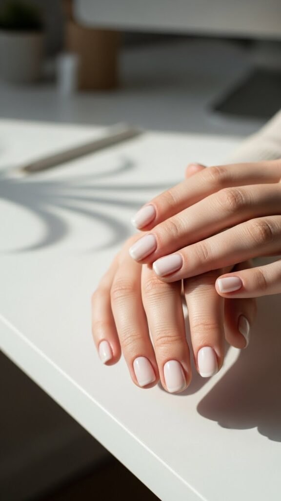 4. Milky White Nails