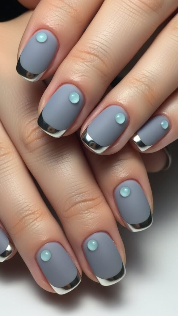 20. Minimal Icy Dot Nails