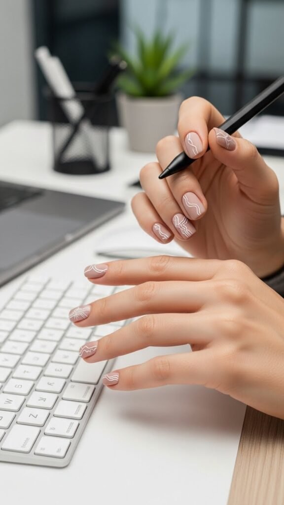 11. Minimal Line Art Nails