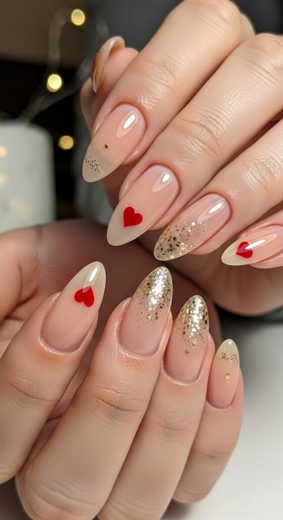 4. Nude Valentine’s Nails
