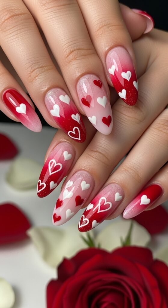 8. Ombre Valentine’s Nails
