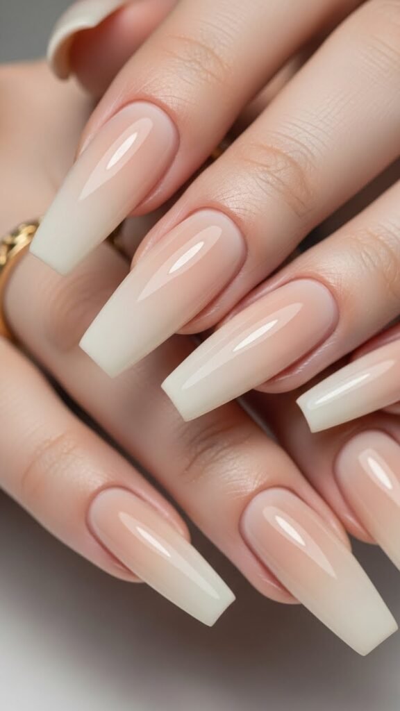 Beige Ombre Neutral Nails