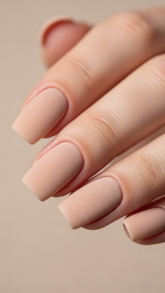7. Matte Nude Minimal Nails