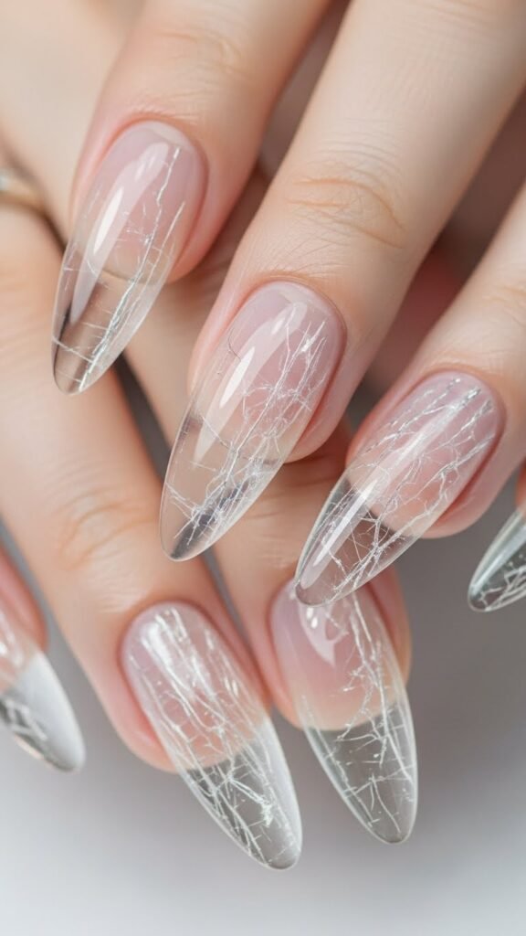 3. Snowflake Accent Icy Nails