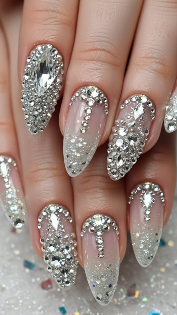 12. Rhinestone Ice Nails