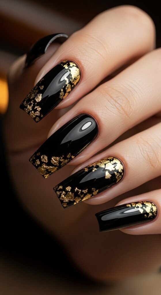 3. Glossy Black Square Nail Designs