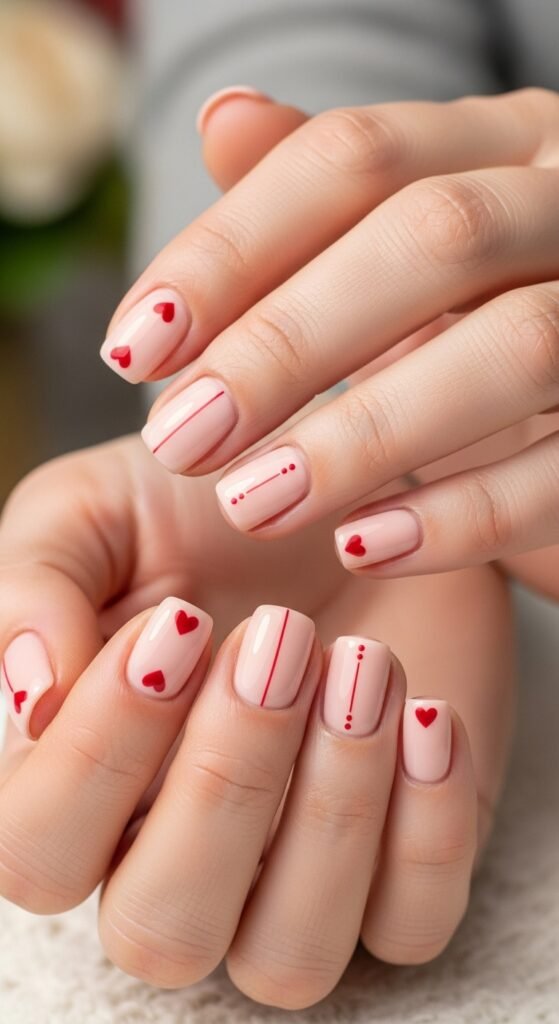 6. Minimalist Valentine’s Nails