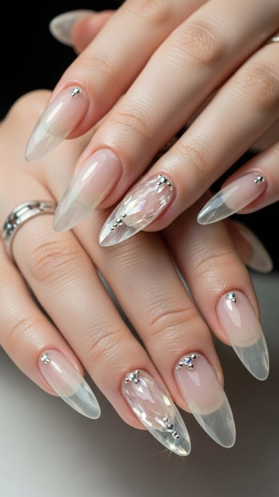 13. Frozen Marble Icy Nails