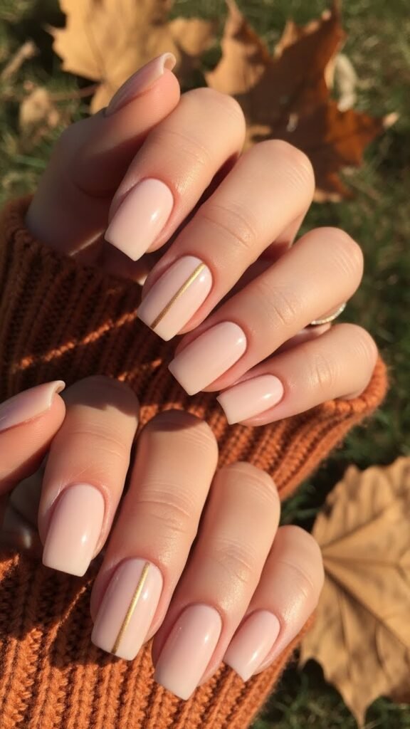 Creamy Nude Short Neutral Fall Nails