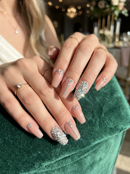 21. Rhinestone Glam Nails