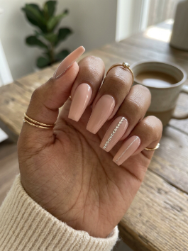 22. Coffin Shape Nude Nails