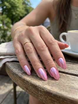 27. Pink Chrome Nails