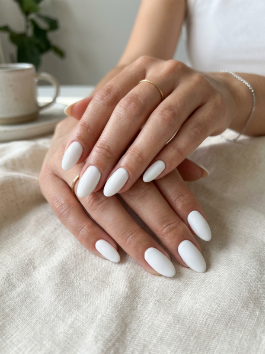34. Classic White Nails