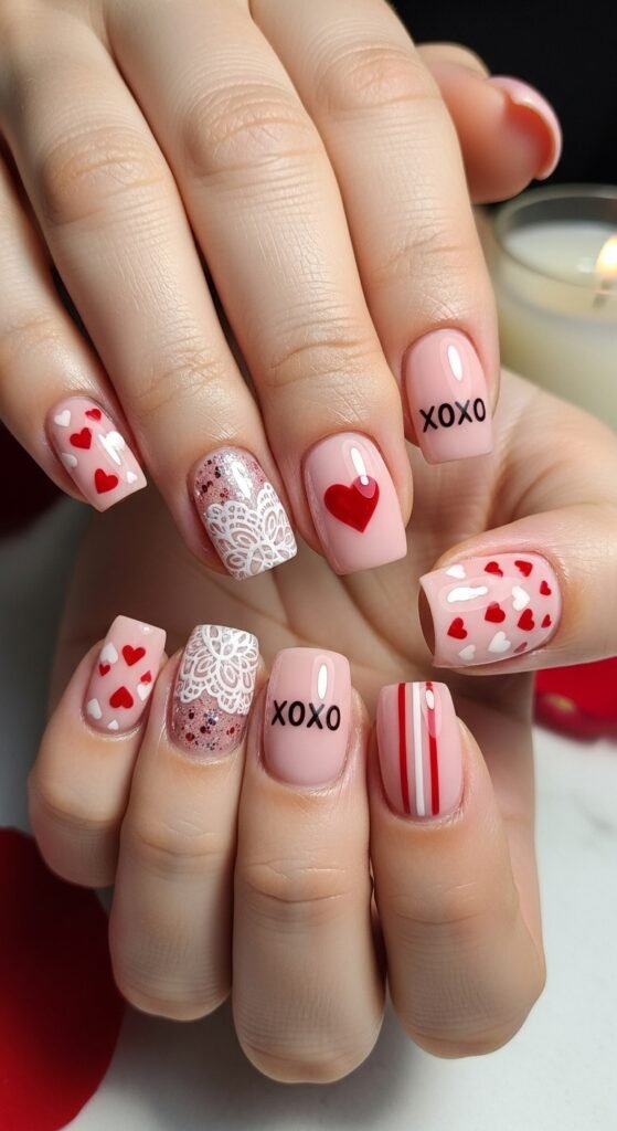 9. Short Valentine’s Nails