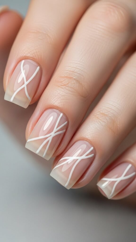 39. Icy Minimal Line Art Nails