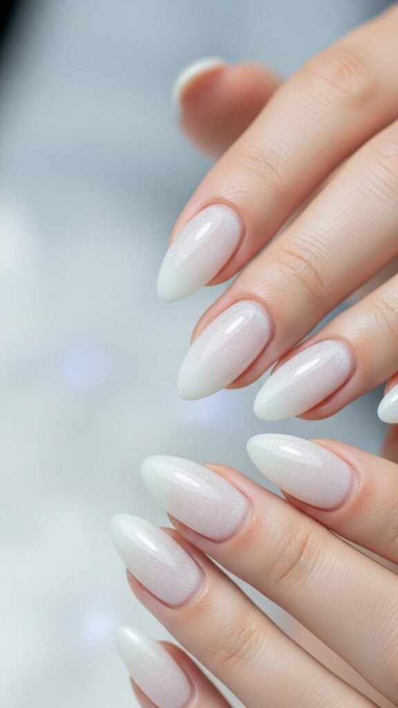 15. Milky White Icy Nails