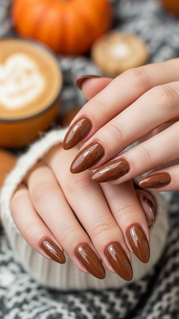 Warm Brown Neutral Nails