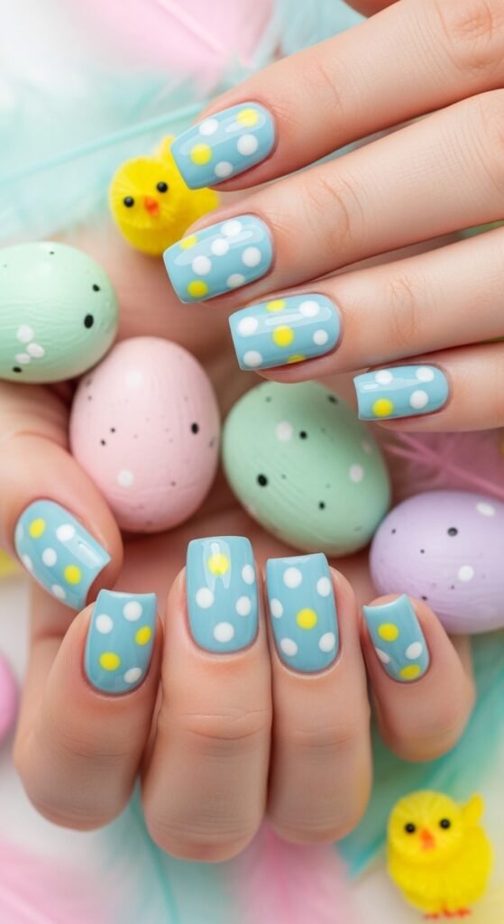 9. Polka Dot Easter Nails