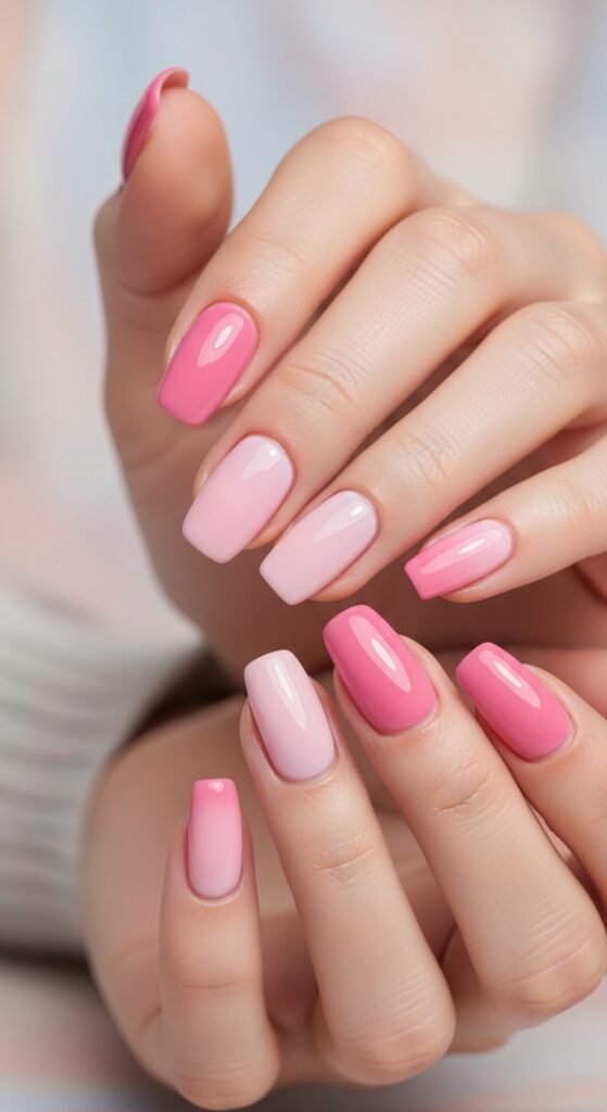 4. Pink Ombre Valentine Nails