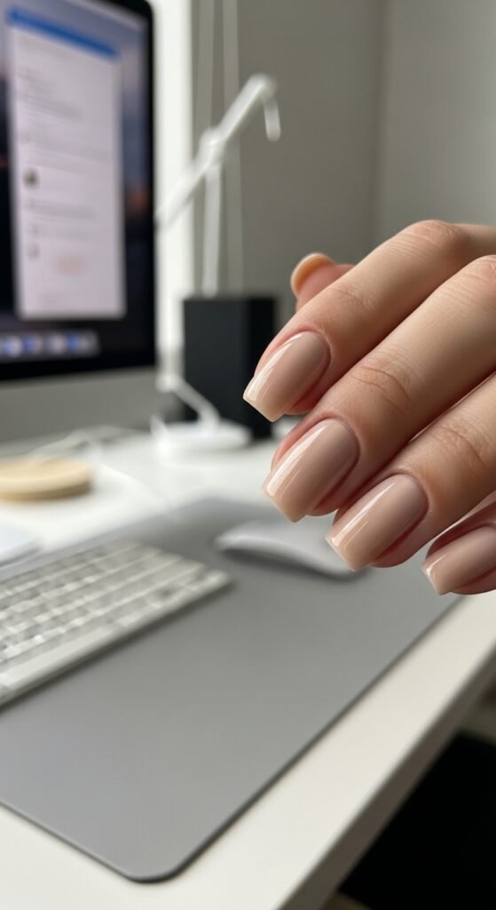 5. Beige Square Nails