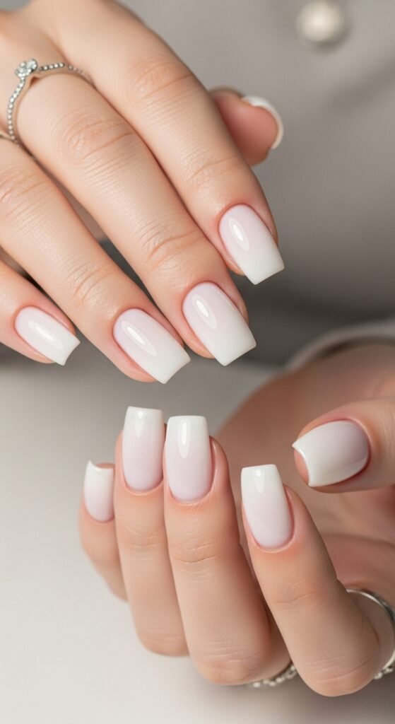 10. Milky White Clean Girl Nails