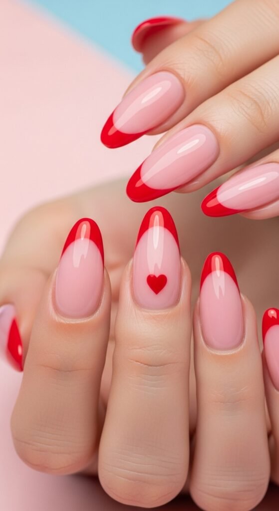 4. French Tips with a Romantic Twist