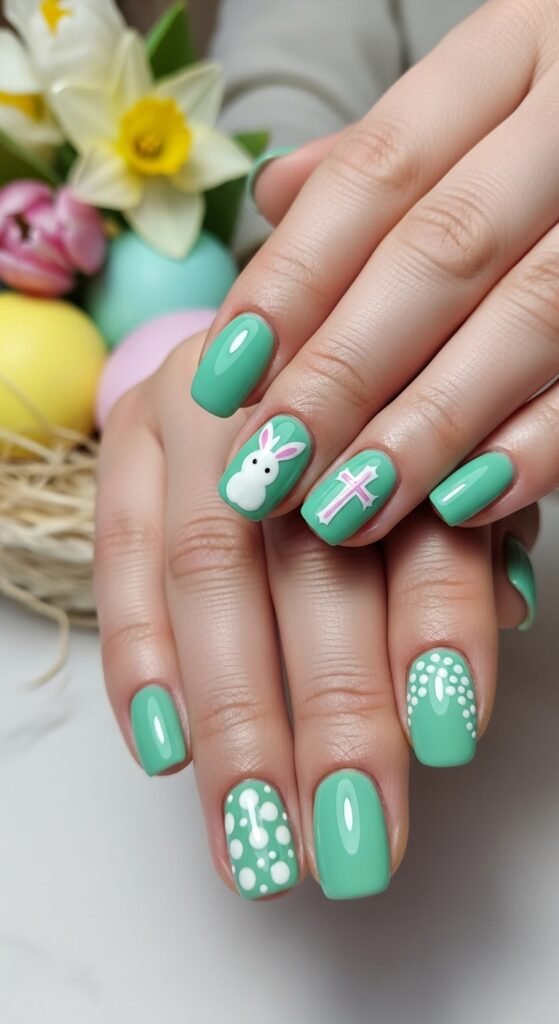 9. Mint Green with Daisies
