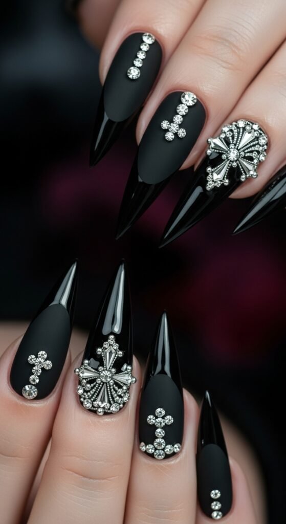 2. Black Stiletto Nail Ideas