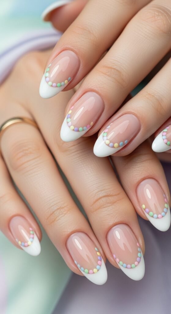 33. French Tips with Tiny Dots