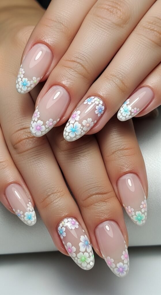 27. Mini Floral French Tips