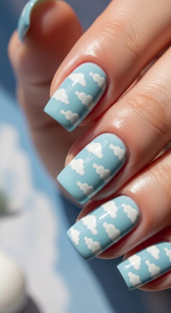 6. Baby Blue Sky Nails