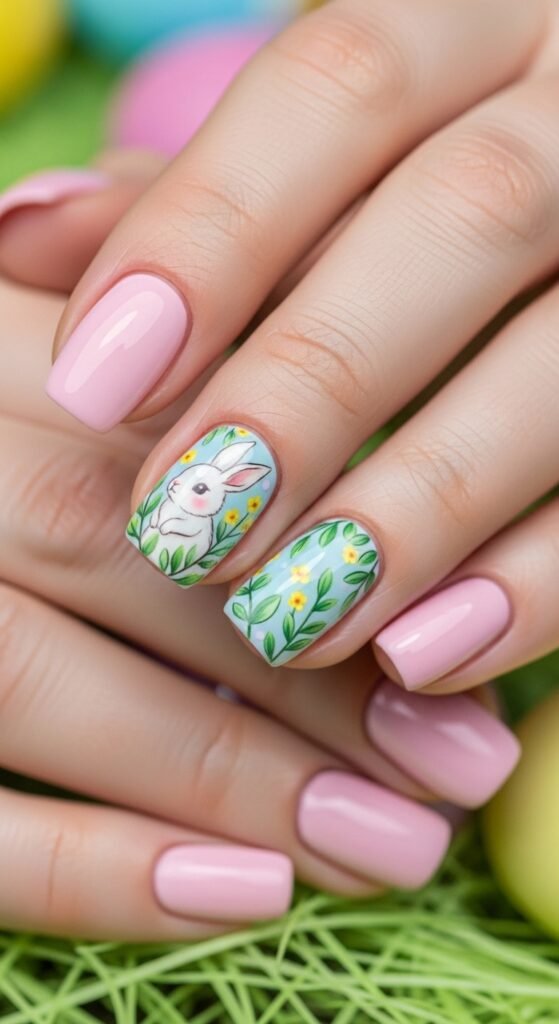 2. Bunny Accent Nail