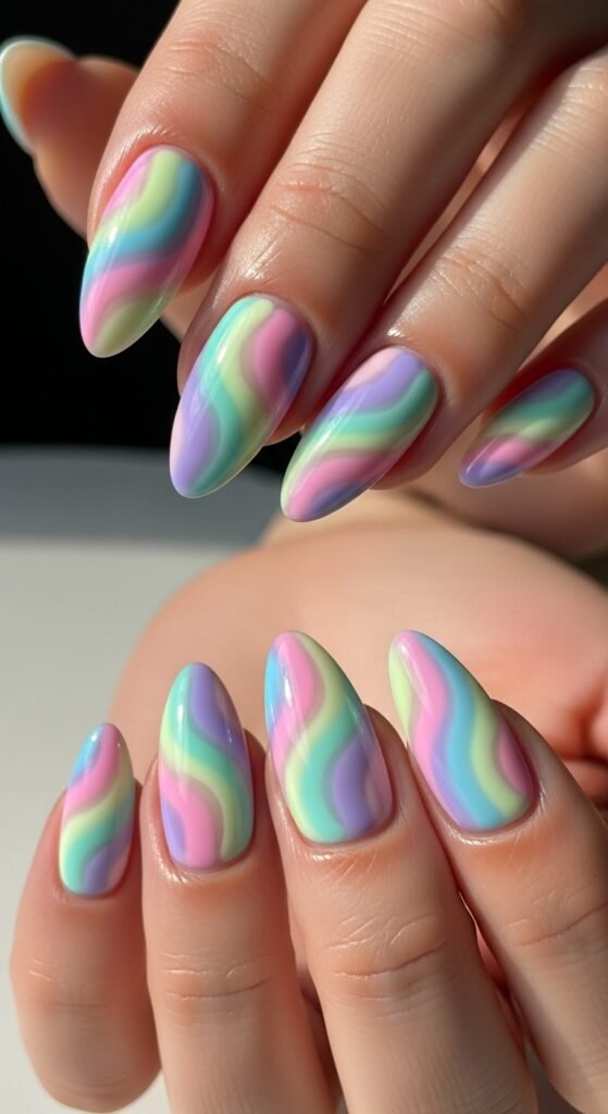 12. Pastel Swirl Nails