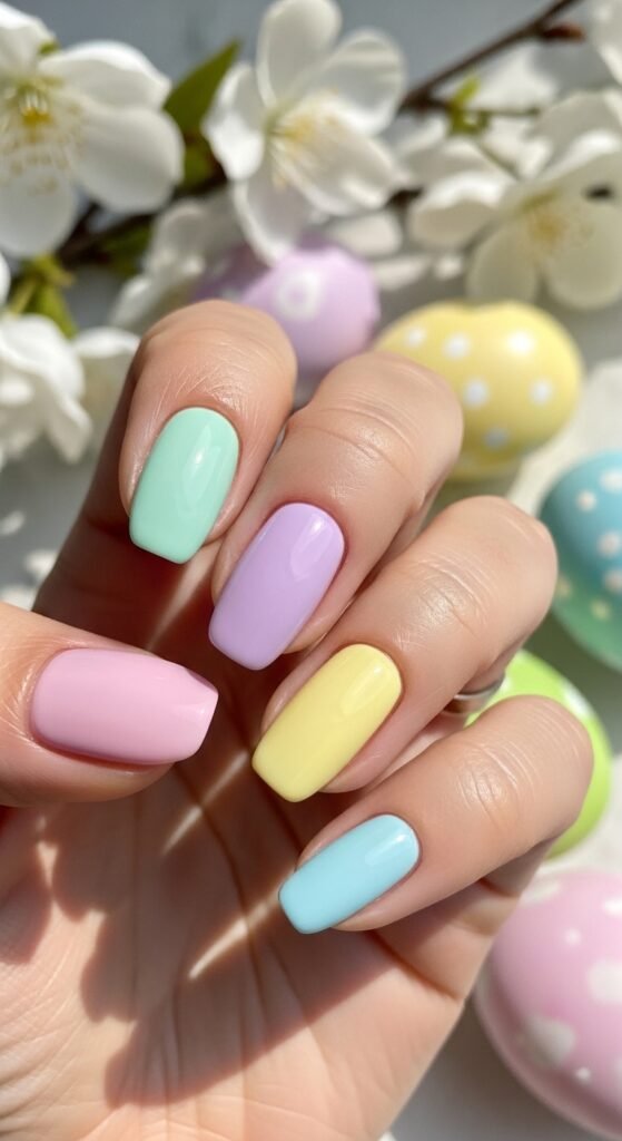 1. Pastel Rainbow Nails