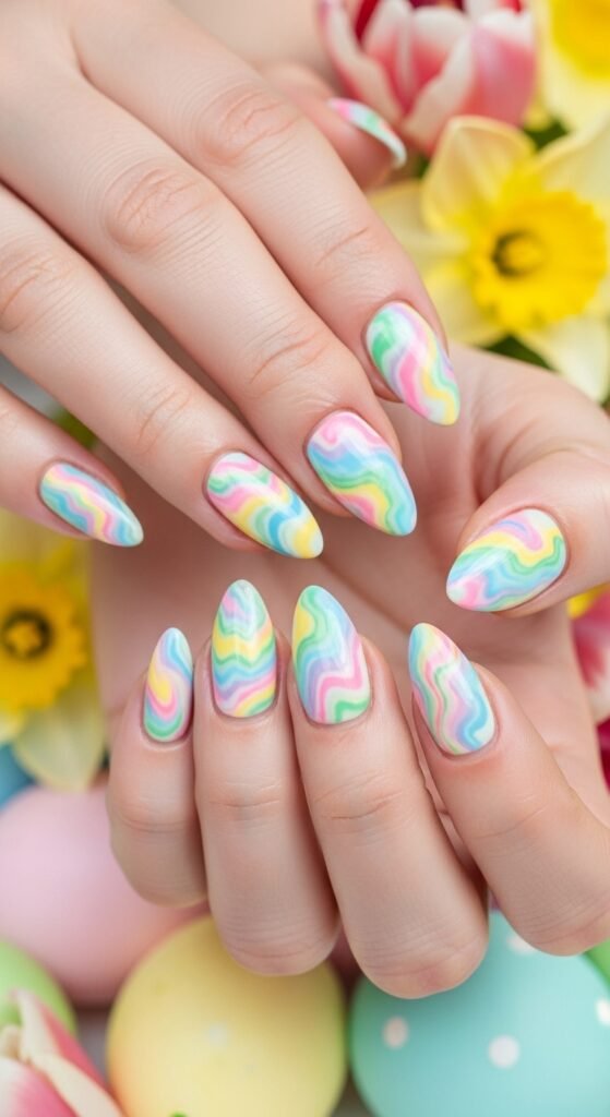 8. Pastel Marble Nails