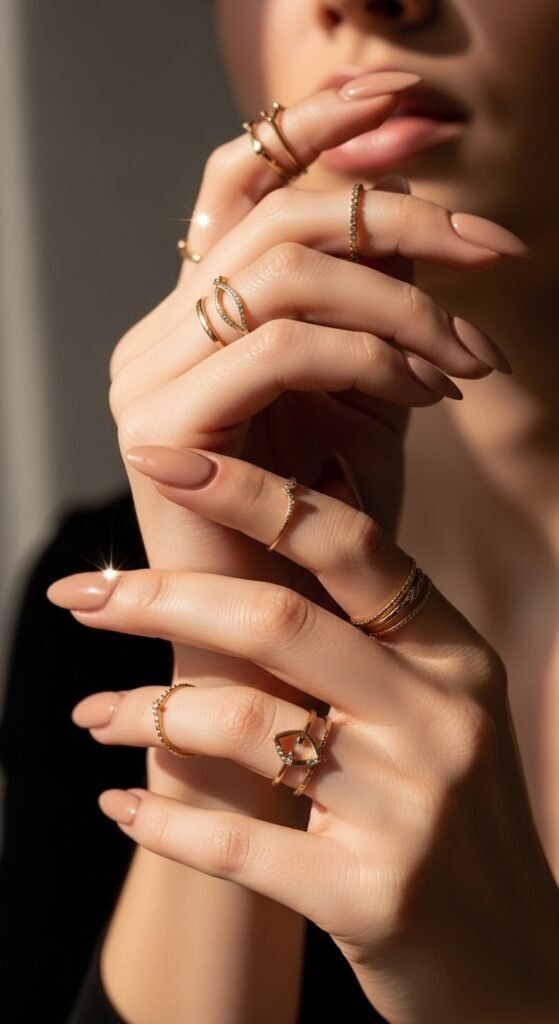 4. Beige Almond Nails
