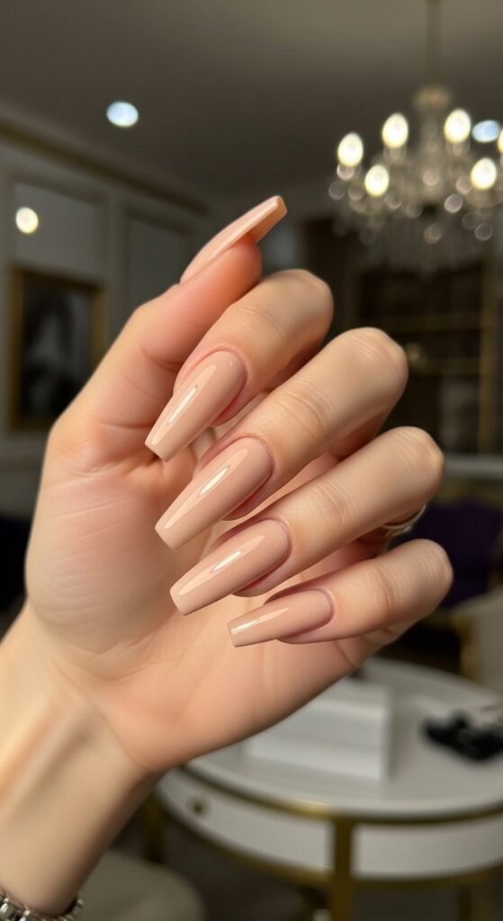 14. Beige Acrylic Nails