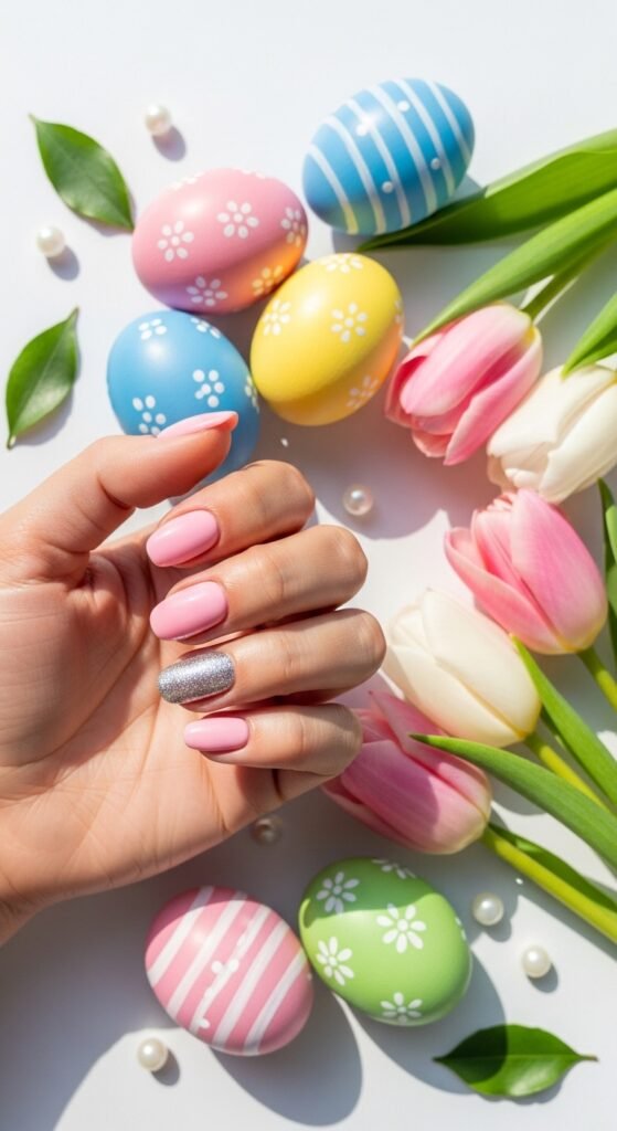 11. Glitter Accent Nails