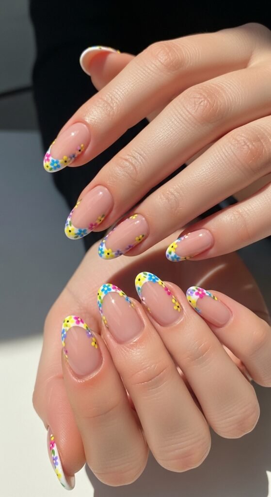 13. Floral French Tips
