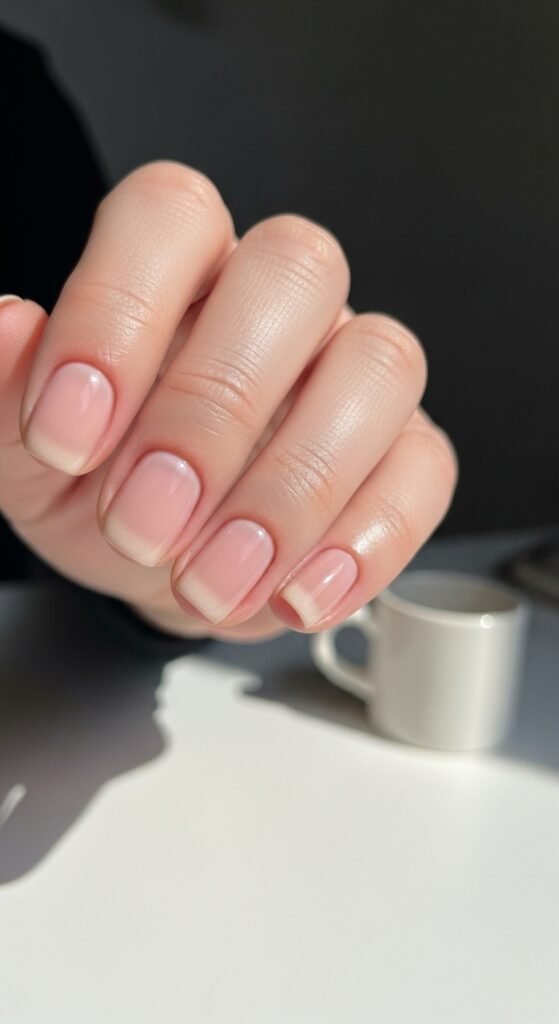 3. Short Minimalist Beige Nails