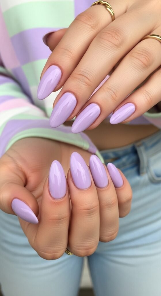 14. Glossy Lilac Nails