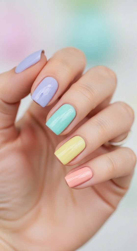 11. Rainbow Pastel Nails